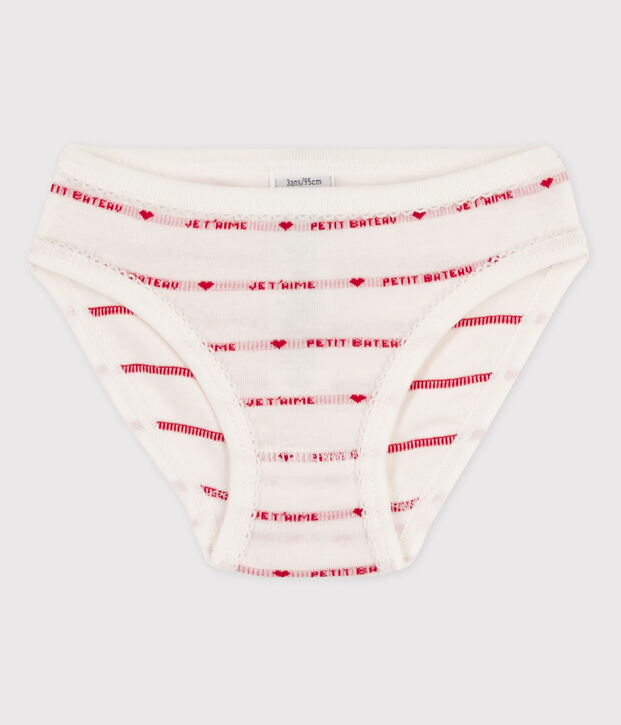 Girls' Cotton Briefs white/red