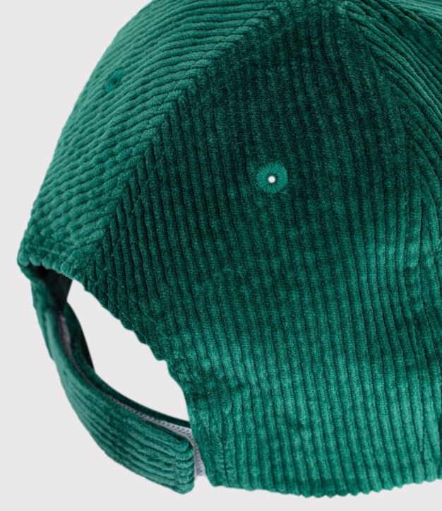Children's cap in plain corduroy green
