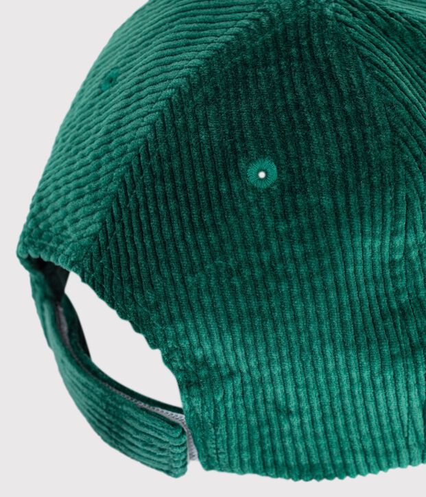 Children's cap in plain corduroy green