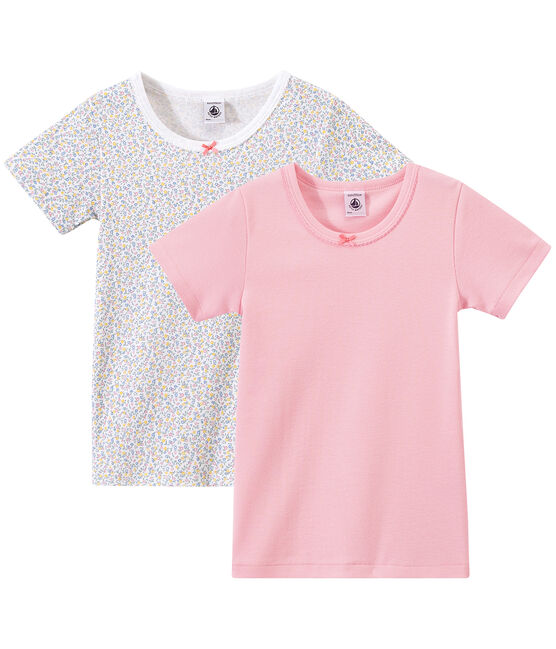 Set of 2 girls' short-sleeved t-shirts LOT white