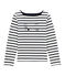 Girl's jersey breton top MARSHMALLOW white/SMOKING blue