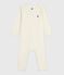 Babies' long-leg wool and cotton body ECRU 08163