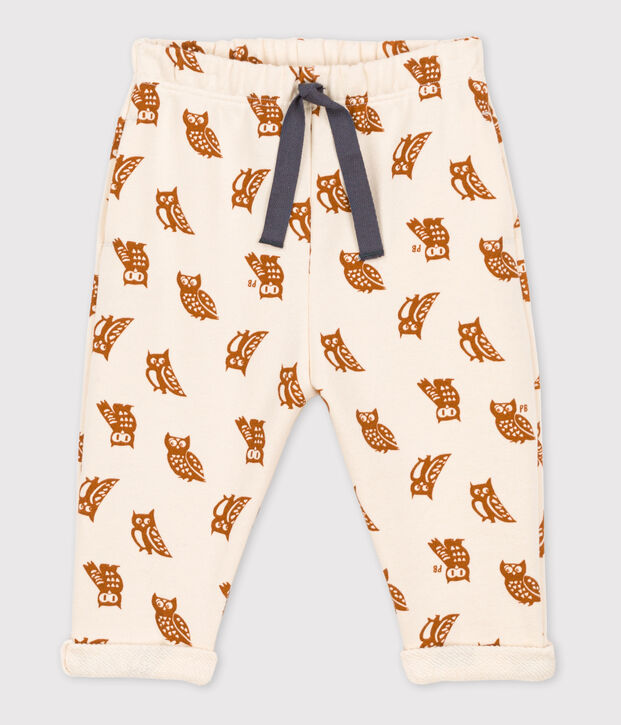 Babies' Owl Themed Fleece Trousers Ecru/brown