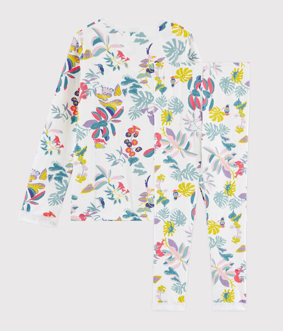 Girls' Jungle Print Tubular Knit Pyjamas MARSHMALLOW white/MULTICO white