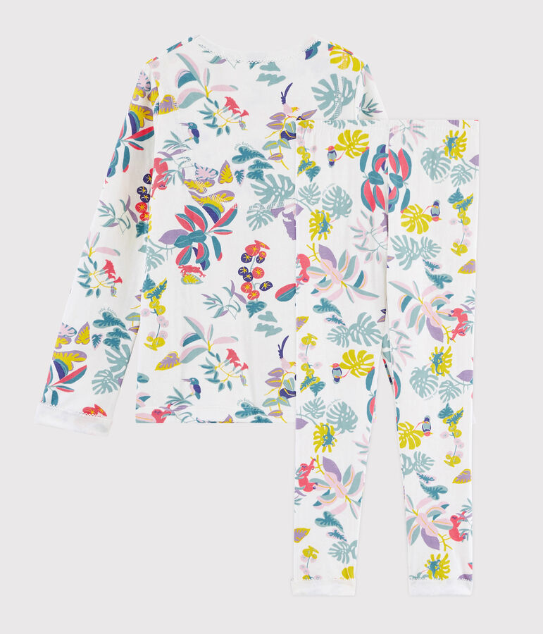 Girls' Jungle Print Tubular Knit Pyjamas white/multicolor