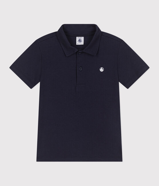 Children's plain short-sleeved cotton polo shirt SMOKING blue