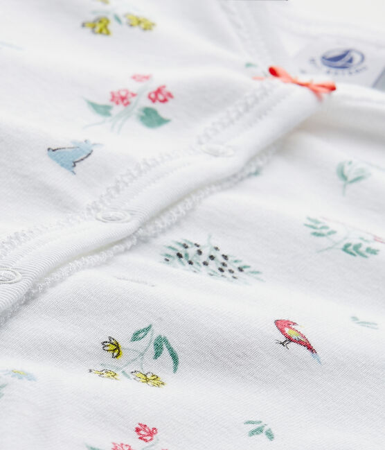 Baby girl's print footless sleepsuit ECUME white/MULTICO white