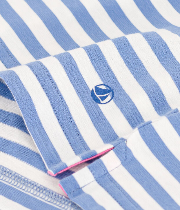 Women's Boxy Stripy Cotton T-Shirt blue/white