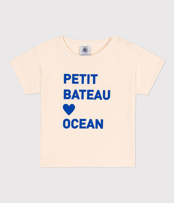 Babies' Short-Sleeved Jersey T-Shirt With Motif AVALANCHE Ecru