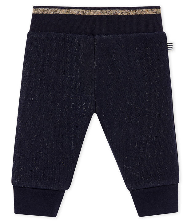 Baby girl's shiny cotton sweatshirt trousers blue/yellow