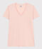 Women's Straight V-Neck Cotton T-Shirt SALINE pink