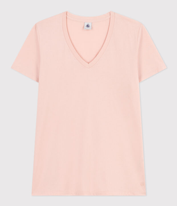 Women's Straight V-Neck Cotton T-Shirt pink