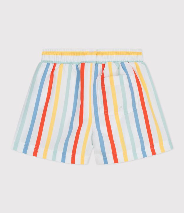 Babies' stripy swim shorts white/multicolor