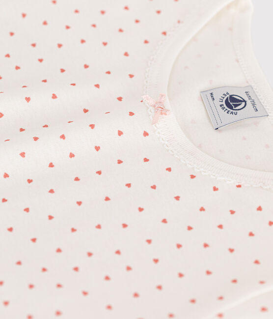Children's Small Heart Motif Cotton Nightdress MARSHMALLOW white/PAPAYE