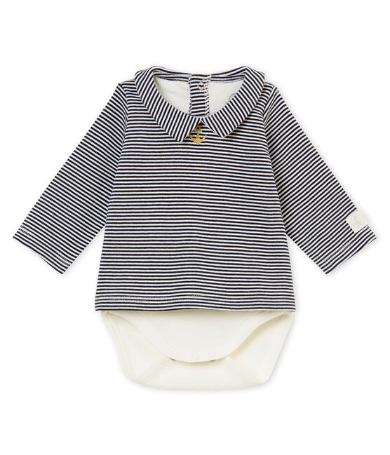 Baby boy's long sleeved tee-shirtbodysuit SMOKING blue/MARSHMALLOW white