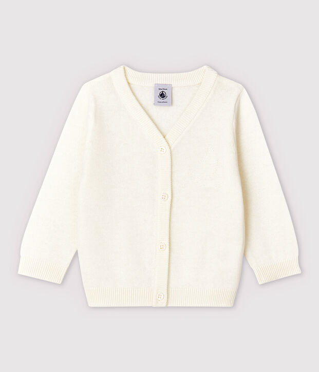 Baby Boys' Cotton and Linen Blend Knit Cardigan white