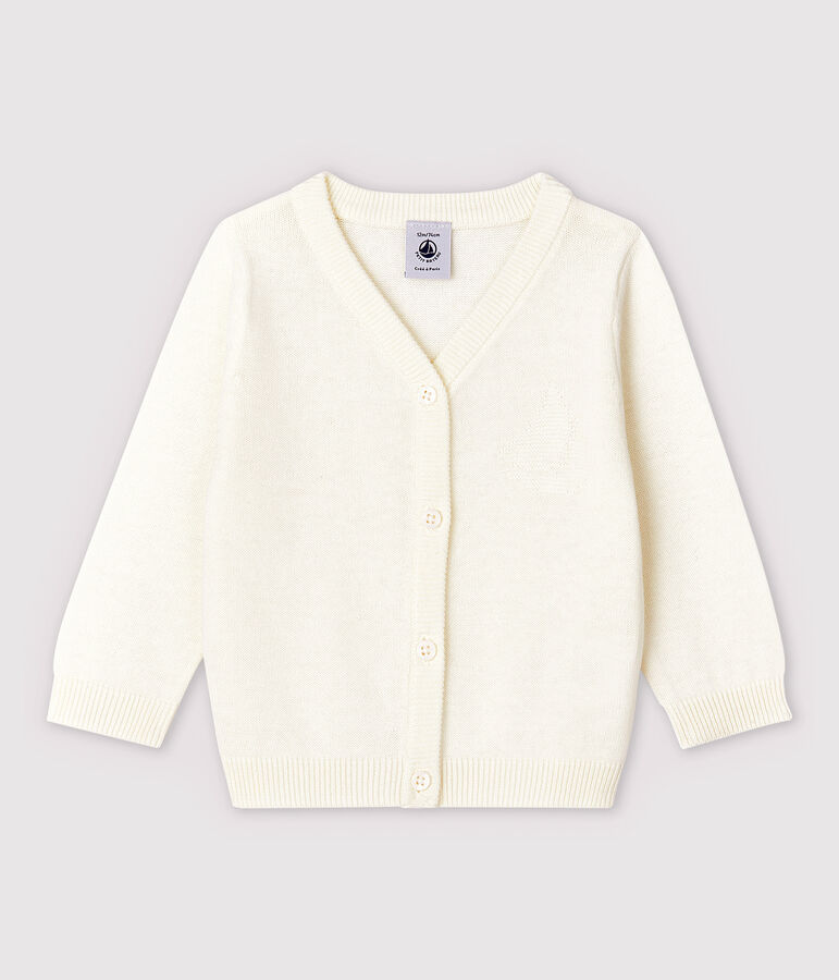 Baby Boys' Cotton and Linen Blend Knit Cardigan white