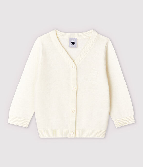 Baby Boys' Cotton and Linen Blend Knit Cardigan MARSHMALLOW white