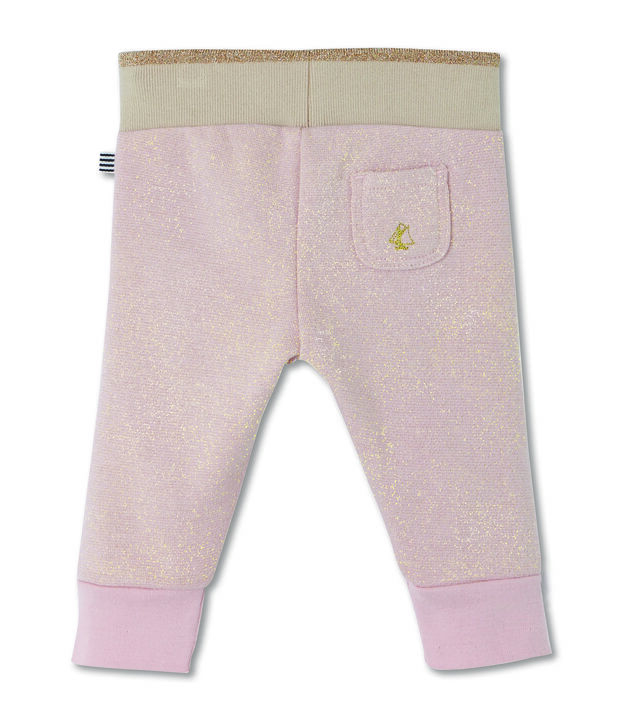 Baby girl's shiny cotton sweatshirt trousers pink/yellow