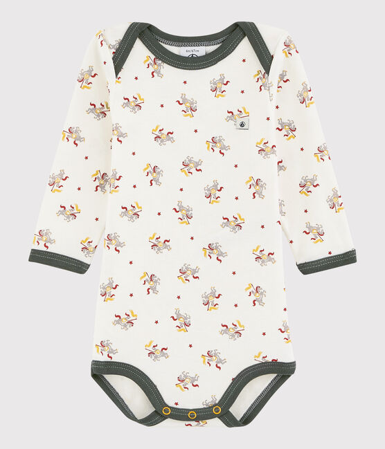 Baby Boys' Long-Sleeved Bodysuit MARSHMALLOW white/MULTICO white