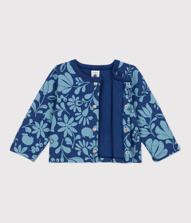 Babies' Patterned Quilted Tube Knit Cardigan blue/blue