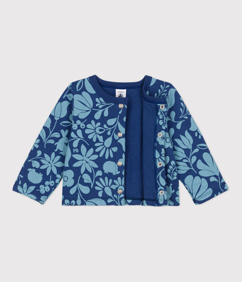 Babies' Patterned Quilted Tube Knit Cardigan blue/blue