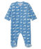 Baby boys' velour sleepsuit ALASKA blue/MARSHMALLOW white