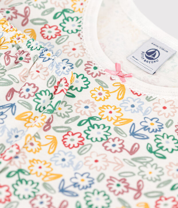 Children's floral print cotton pyjamas white/multicolor