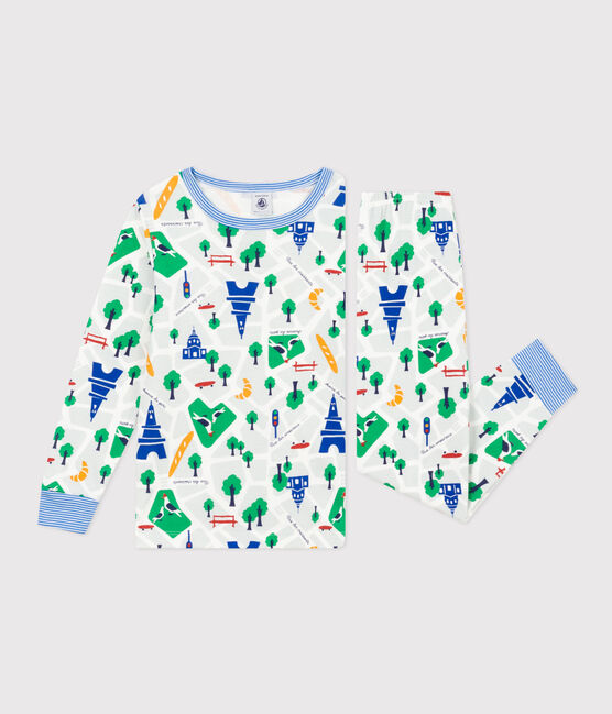 Children's Paris Print Cotton Pyjamas MARSHMALLOW white/MULTICO white