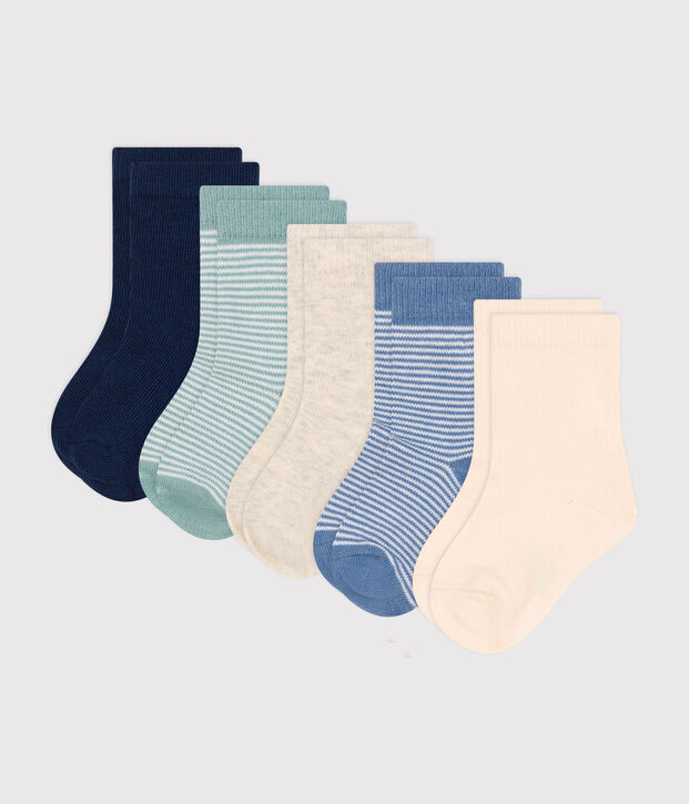 Babies' pinstripe cotton socks - 5-Pack multicolor