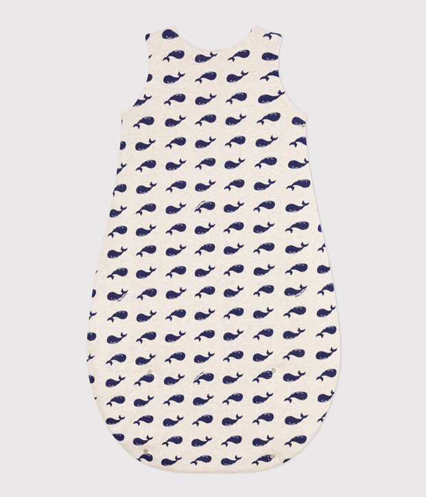 Babies' 2 TOG whale-pattern cotton sleeping bag beige/blue
