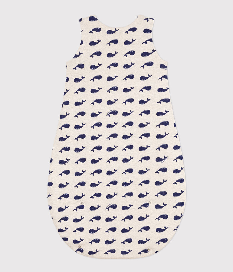 Babies' 2 TOG whale-pattern cotton sleeping bag beige/blue