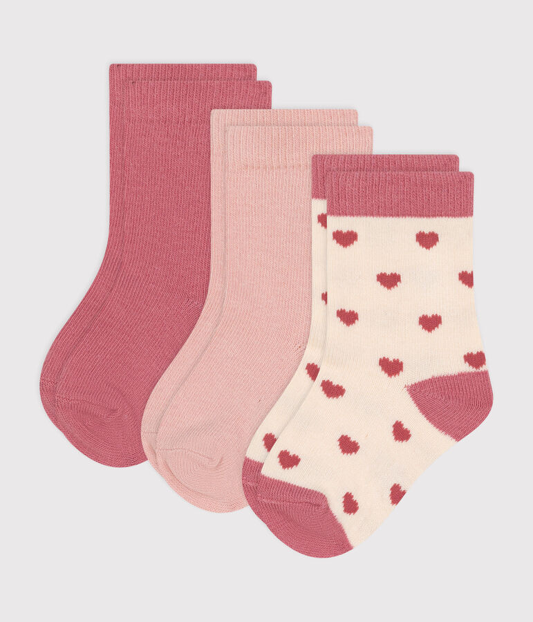 Babies' heart-pattern cotton socks - 3-Pack multicolor