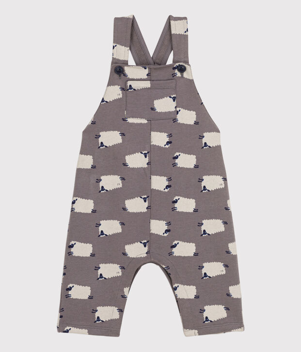 Babies' Sheep Print Long Fleece Dungarees grey/multicolor