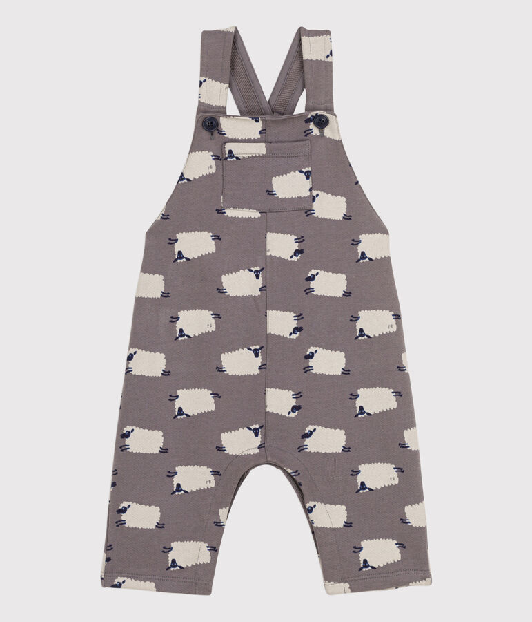 Babies' Sheep Print Long Fleece Dungarees grey/multicolor