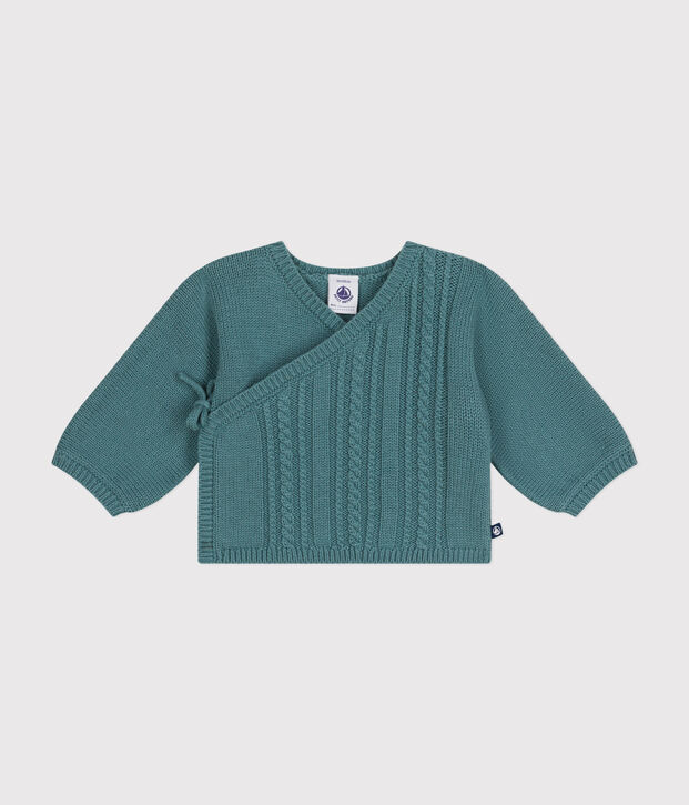 Babies' wool and cotton cardigan green