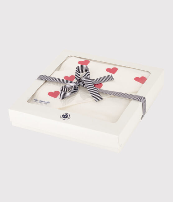 Heart Cotton Bath Wrap MARSHMALLOW white/TERKUIT red