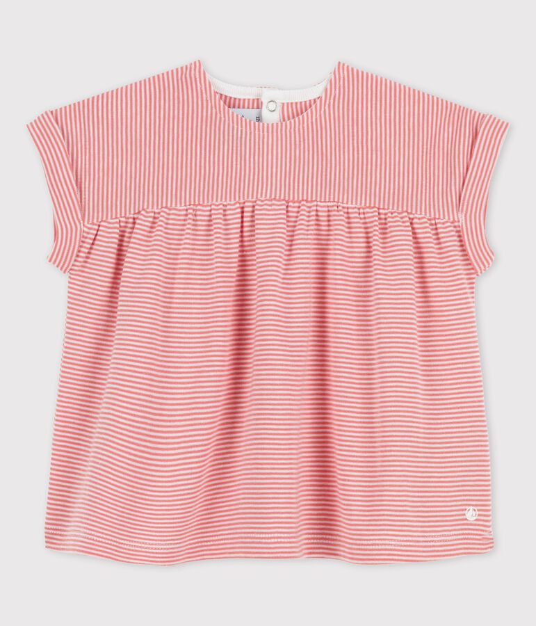 Babies' Organic Cotton Short-Sleeved Blouse pink/white