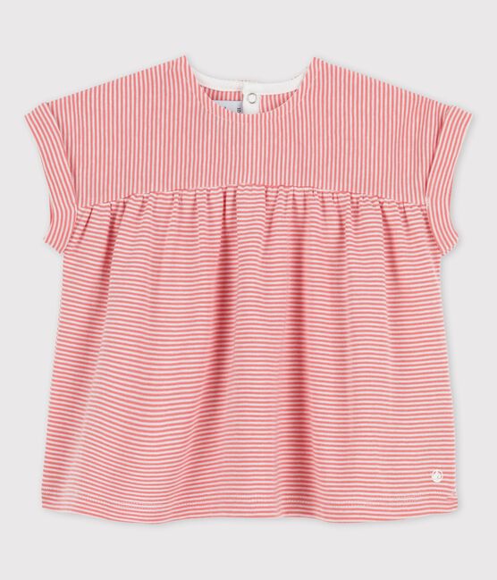 Babies' Organic Cotton Short-Sleeved Blouse PAPAYE pink/MARSHMALLOW