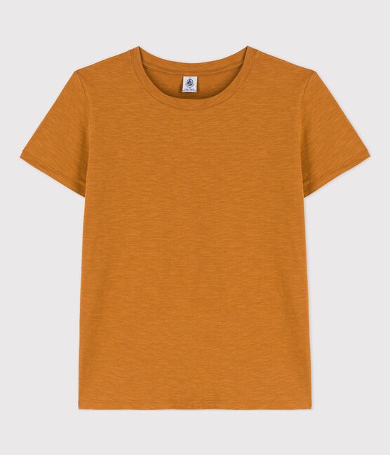 Women's Straight Round-Neck Cotton T-Shirt TOAST brown