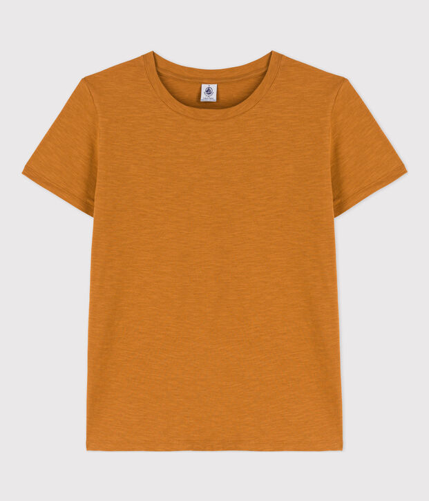 Women's Straight Round-Neck Cotton T-Shirt brown