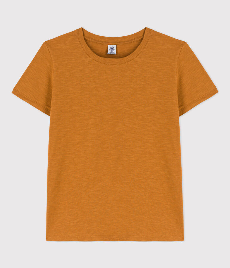 Women's Straight Round-Neck Cotton T-Shirt brown