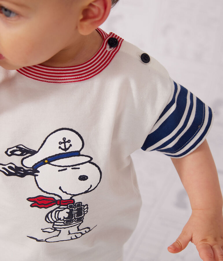 Petit Bateau X Snoopy t-shirt in lightweight baby jersey white/multicolor