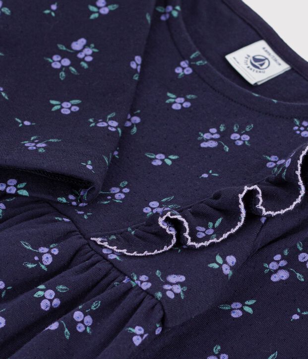 Children's sleeveless cotton dress with flowers blue/multicolor