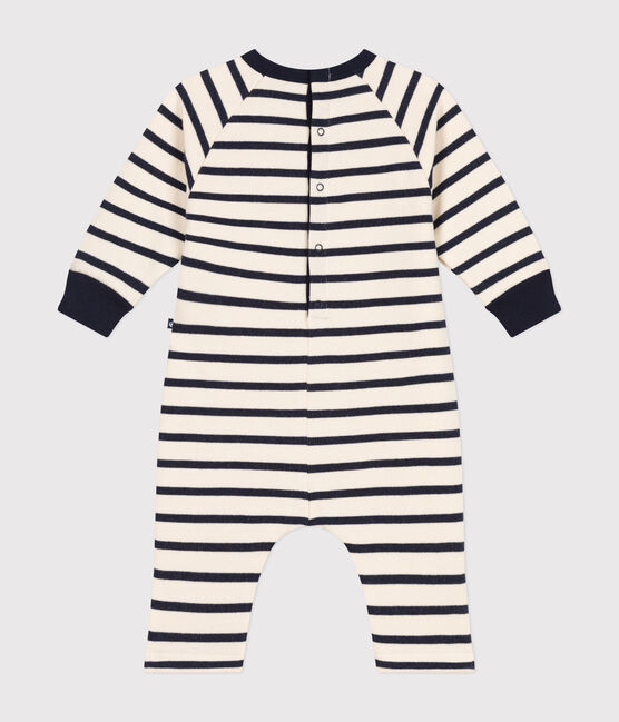 Babies' long fleece jumpsuit AVALANCHE white/SMOKING blue