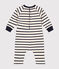 Babies' long fleece jumpsuit AVALANCHE white/SMOKING blue