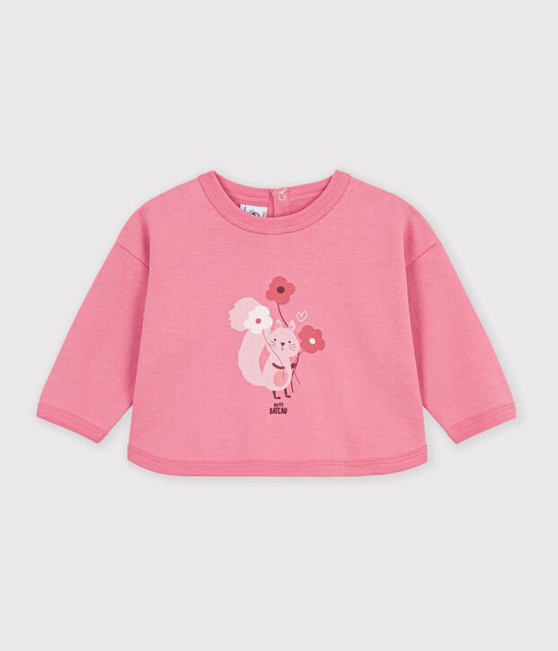 Babies' animal print cotton sweatshirt pink