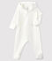 Babies' Long Jumpsuit in Quilted Tube Knit MARSHMALLOW white
