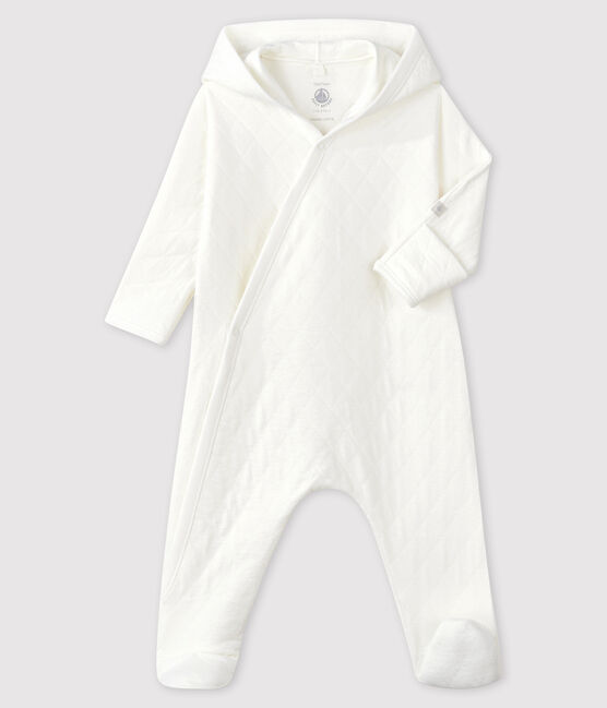 Babies' Long Jumpsuit in Quilted Tube Knit MARSHMALLOW white