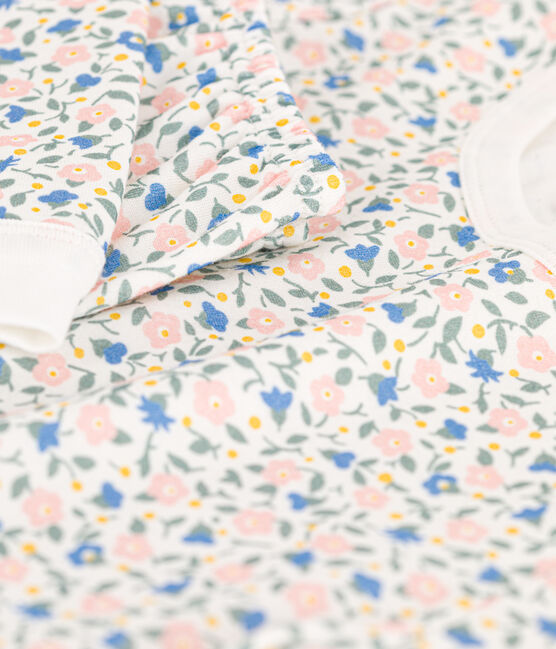 Girls' Floral Tube Knit Pyjamas MARSHMALLOW white/MULTICO white